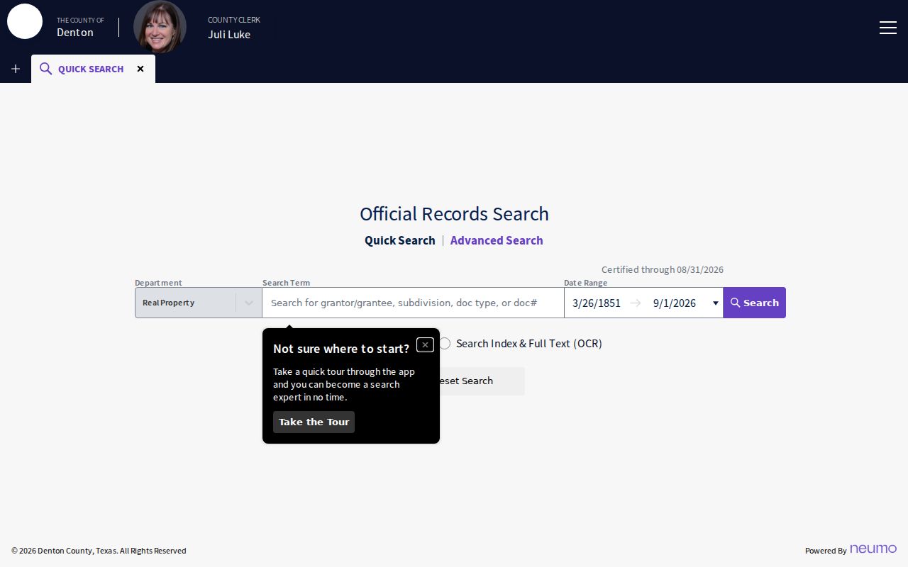 Denton County residents directory PublicSearch deed index
